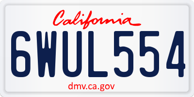 CA license plate 6WUL554