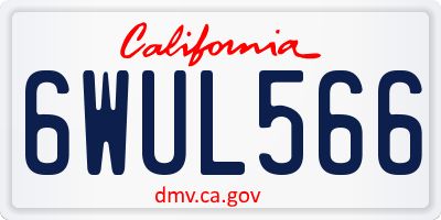 CA license plate 6WUL566