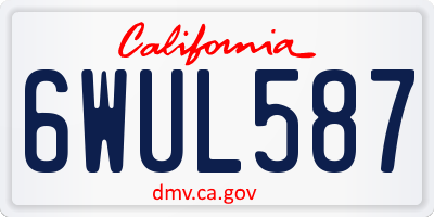CA license plate 6WUL587