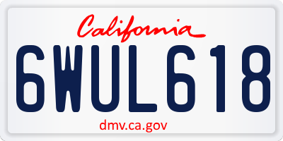 CA license plate 6WUL618