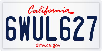 CA license plate 6WUL627