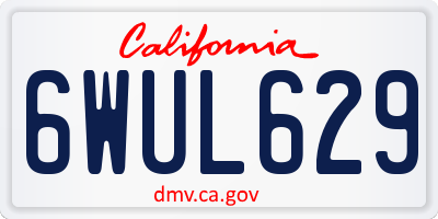 CA license plate 6WUL629