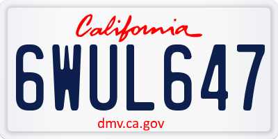 CA license plate 6WUL647