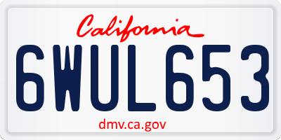 CA license plate 6WUL653