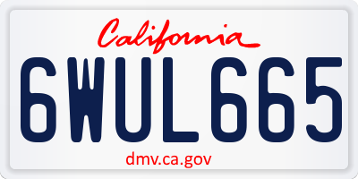 CA license plate 6WUL665