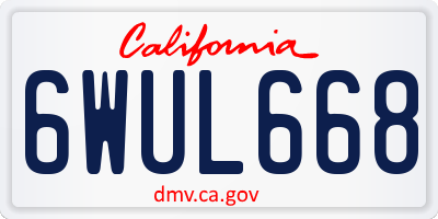 CA license plate 6WUL668