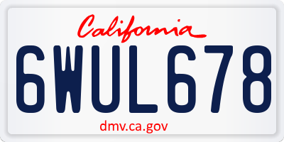 CA license plate 6WUL678