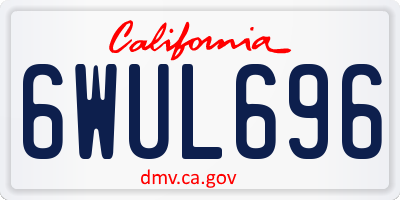 CA license plate 6WUL696
