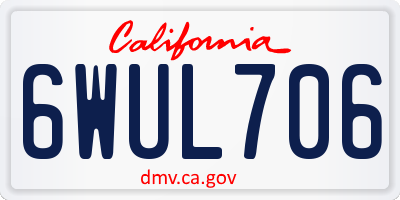 CA license plate 6WUL706