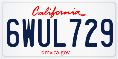 CA license plate 6WUL729