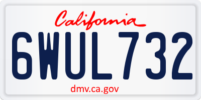 CA license plate 6WUL732