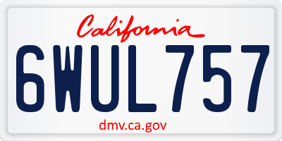 CA license plate 6WUL757
