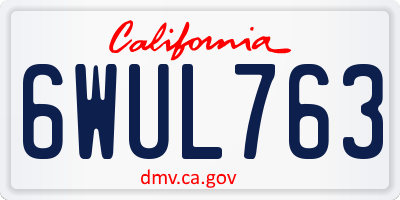 CA license plate 6WUL763