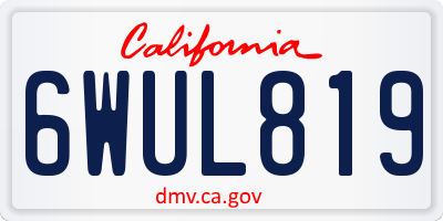 CA license plate 6WUL819
