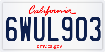 CA license plate 6WUL903