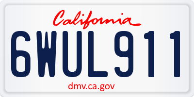 CA license plate 6WUL911