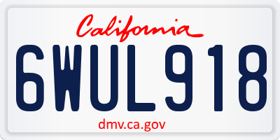 CA license plate 6WUL918