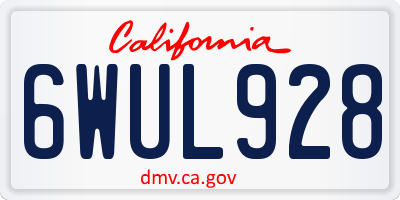 CA license plate 6WUL928
