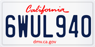 CA license plate 6WUL940