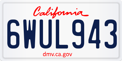 CA license plate 6WUL943