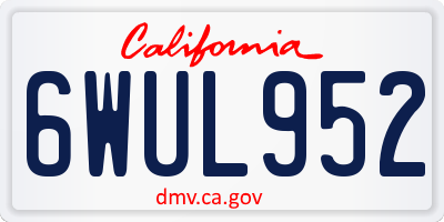 CA license plate 6WUL952