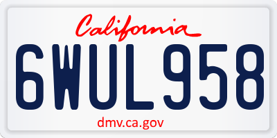 CA license plate 6WUL958