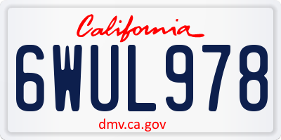 CA license plate 6WUL978