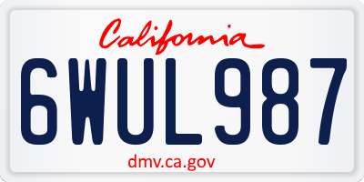 CA license plate 6WUL987