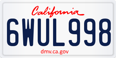 CA license plate 6WUL998