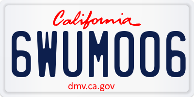 CA license plate 6WUM006