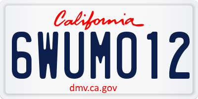 CA license plate 6WUM012