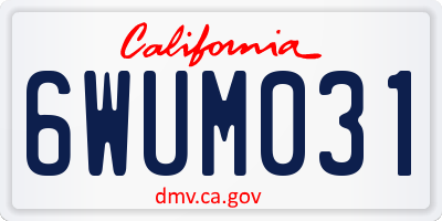 CA license plate 6WUM031