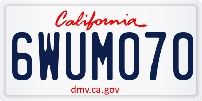 CA license plate 6WUM070