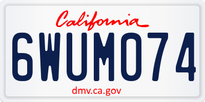CA license plate 6WUM074