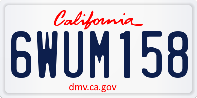 CA license plate 6WUM158