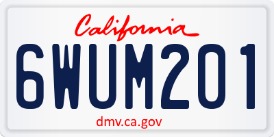 CA license plate 6WUM201