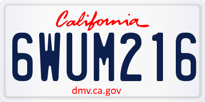 CA license plate 6WUM216