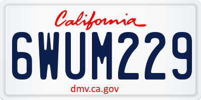 CA license plate 6WUM229