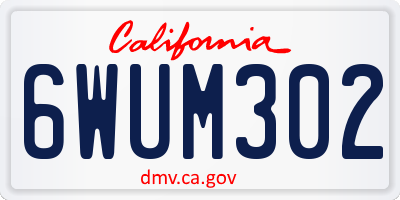 CA license plate 6WUM302