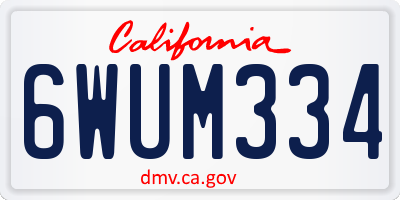 CA license plate 6WUM334
