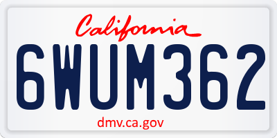 CA license plate 6WUM362