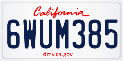 CA license plate 6WUM385