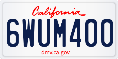 CA license plate 6WUM400
