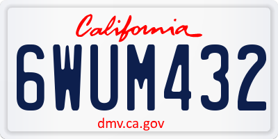 CA license plate 6WUM432