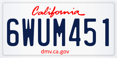 CA license plate 6WUM451