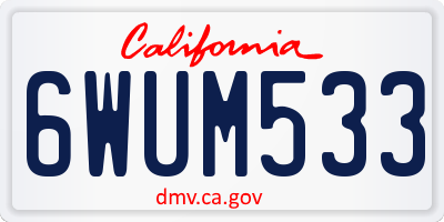 CA license plate 6WUM533