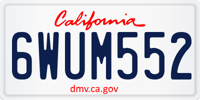 CA license plate 6WUM552