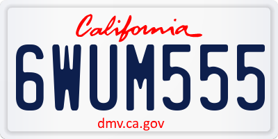 CA license plate 6WUM555