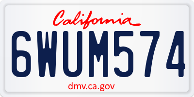 CA license plate 6WUM574