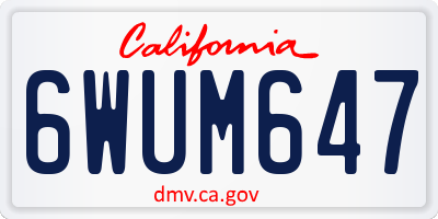 CA license plate 6WUM647